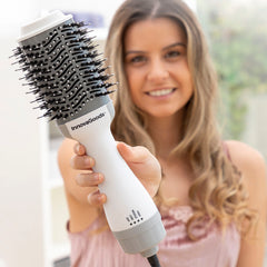 Ionic Dryer and Volumising Brush Volumio InnovaGoods White Grey 1000 W -  Beauty, Hair care -  InnovaGoods.