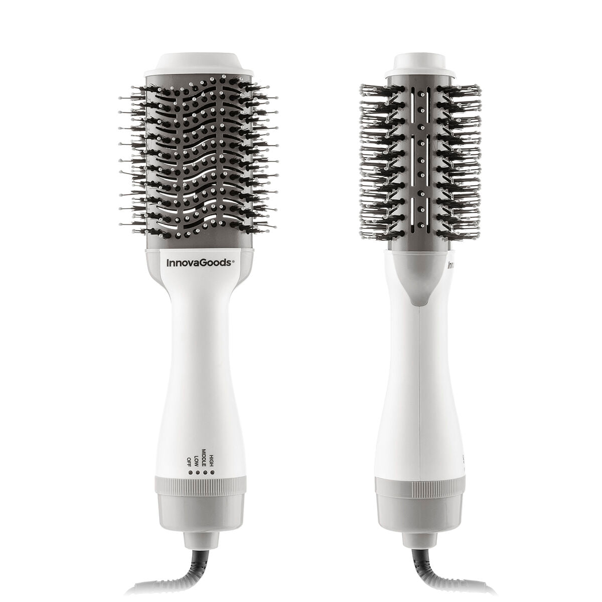 Ionic Dryer and Volumising Brush Volumio InnovaGoods White Grey 1000 W -  Beauty, Hair care -  InnovaGoods.