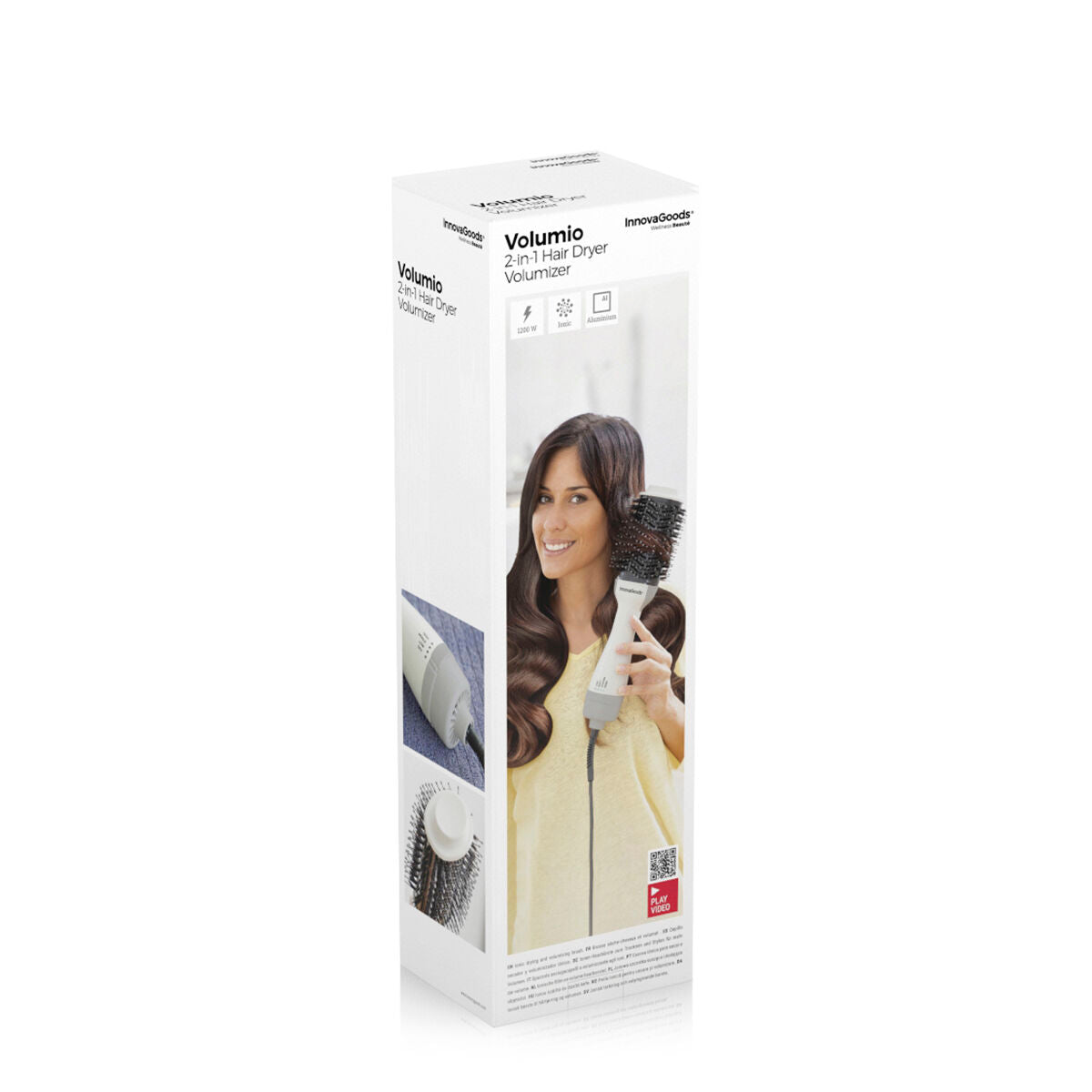 Ionic Dryer and Volumising Brush Volumio InnovaGoods White Grey 1000 W -  Beauty, Hair care -  InnovaGoods.