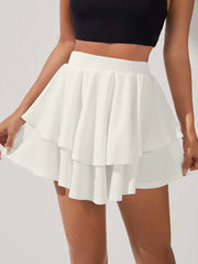 Chic Women's High Waist Double Ruffle Hem A-Line Mini Skirt for Spring & Summer -   -  Tiny Lux.