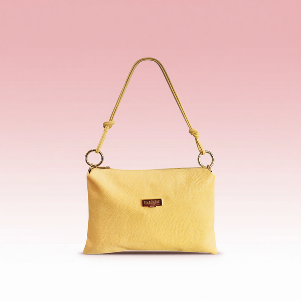 Baldinini Trend - Textured Cowhide Shoulder Clutch With Knot Detail - Yellow Baldinini Trend