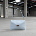Baldinini Trend - Sleek Blue Cowhide Clutch Bag With Gold Hardware - Blue Baldinini Trend