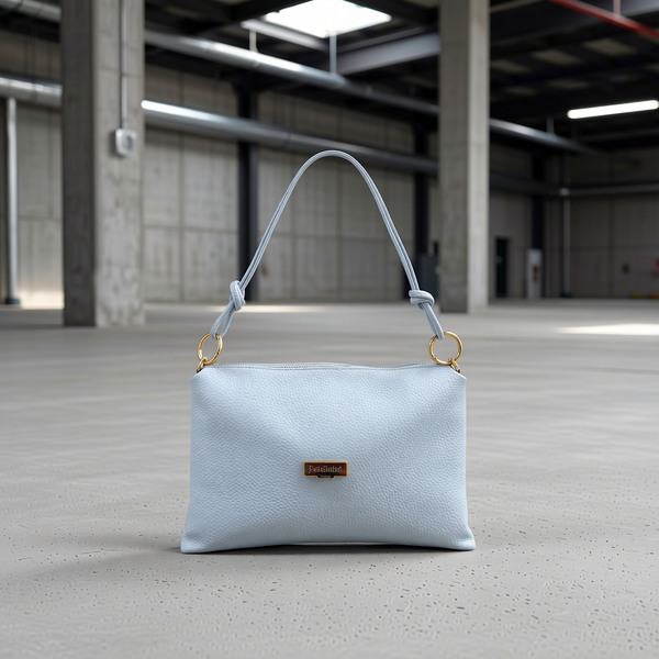 Baldinini Trend - Sleek Blue Cowhide Clutch Bag With Gold Hardware - Blue
