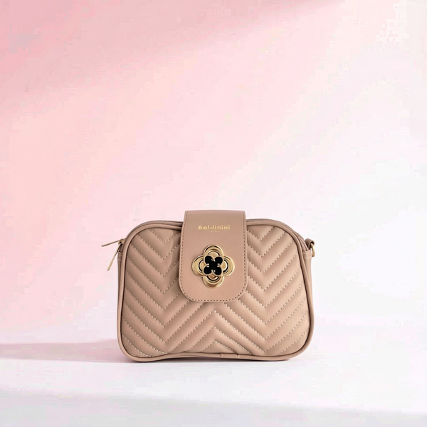 Baldinini Trend - Chic Quilted Chevron Crossbody Bag - Beige Baldinini Trend
