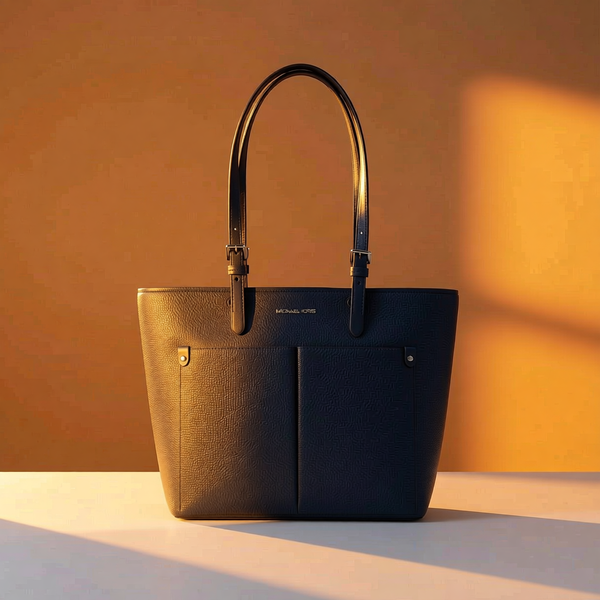 Michael Kors - Structured Textured Faux Leather Tote Bag - Navy Michael Kors