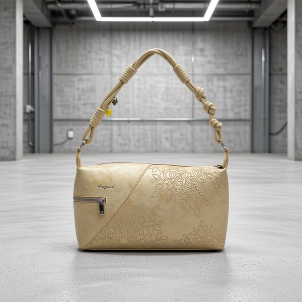Desigual - Artistic Embossed Knotted Handle Shoulder Bag - Beige Desigual