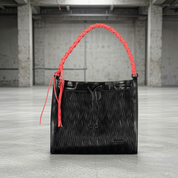 Desigual - Bold Textured Convertible Backpack with Braided Handle - Black