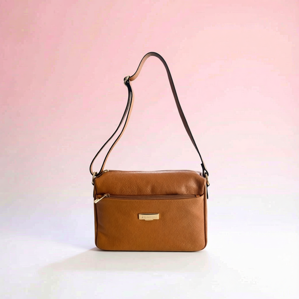 Baldinini Trend - Textured Cowhide Adjustable Crossbody Bag - Brown