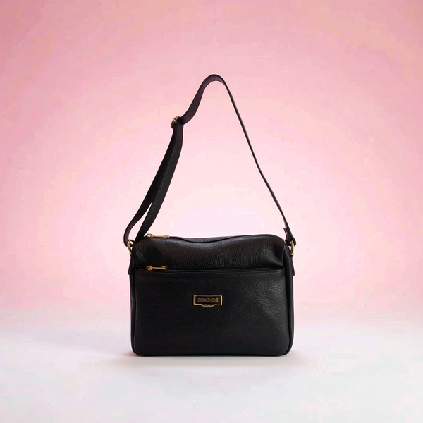 Baldinini Trend - Textured Cowhide Crossbody Bag - Black