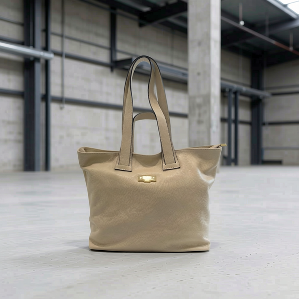 Baldinini Trend - Polished Textured Cowhide Shoulder Bag - Beige Baldinini Trend