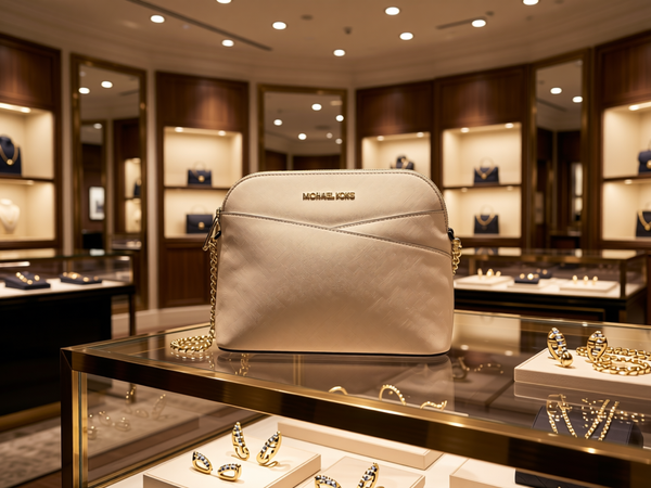 Michael Kors - Polished Leather Dome Crossbody Bag - Beige Michael Kors