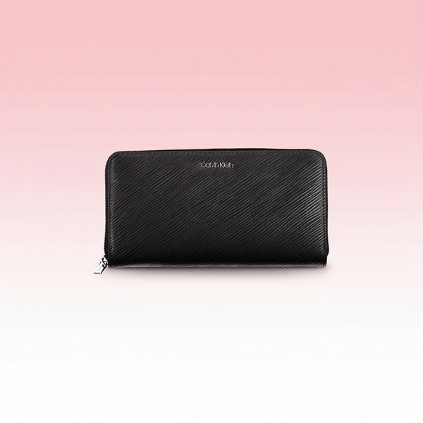 Calvin Klein - Sleek Textured Zip-Around Wallet with RFID Protection - Black Calvin Klein