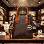 Michael Kors - Structured Monogram Mini Tote Bag - Brown Michael Kors