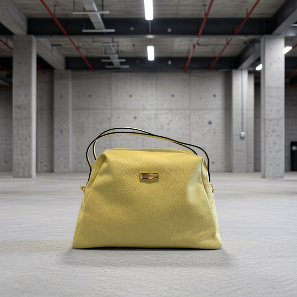 Baldinini Trend - Textured Cowhide Shoulder Bag With Dual Handles - Yellow Baldinini Trend