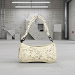 Desigual - Artistic Woven Polyethylene Script Print Shoulder Bag - White Desigual