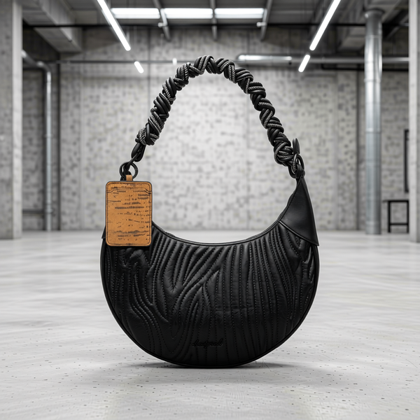 Desigual - Bold Embossed Textured Braided Handle Shoulder Bag - Black Desigual