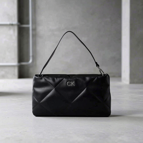 Calvin Klein - Structured Quilted Geometric Shoulder Bag - Black Calvin Klein