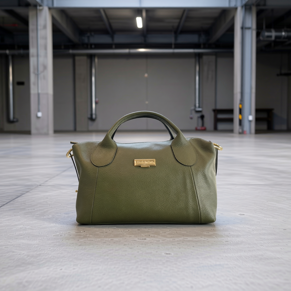 Baldinini Trend - Structured Textured Leather Top Handle Shoulder Bag - Olive Green