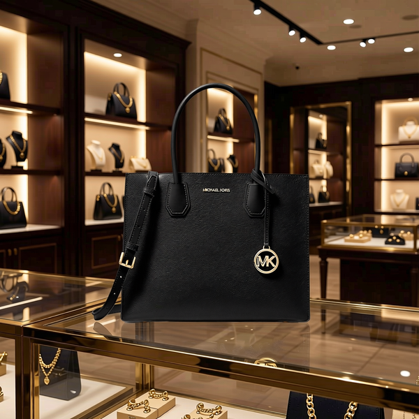 Michael Kors - Structured Textured Top Handle Tote Bag - Black Michael Kors