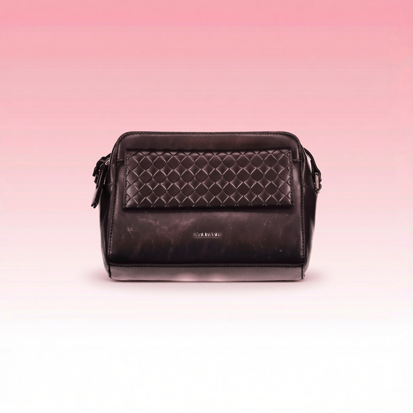 Calvin Klein - Polished Quilted Front Adjustable Shoulder Bag - Black