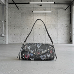 Desigual - Edgy Graffiti Heart Studded Shoulder Bag - Black Desigual