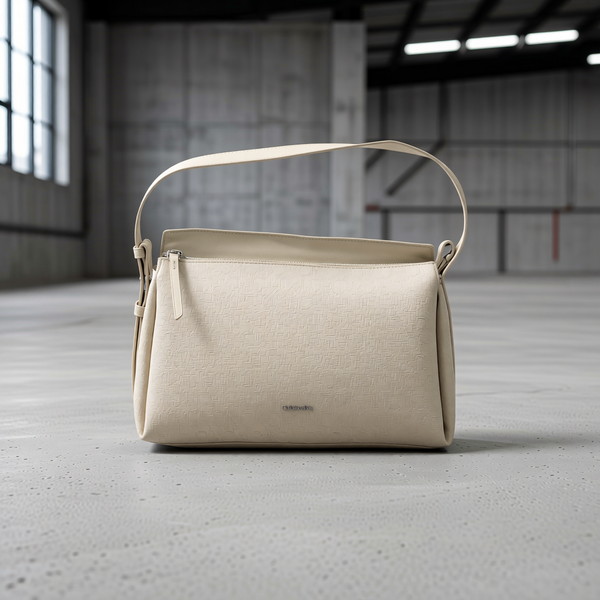 Calvin Klein - Structured Logo Shoulder Bag - Beige Calvin Klein