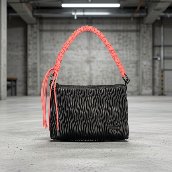 Desigual - Bold Braided Handle Textured Shoulder Bag - Black Coral