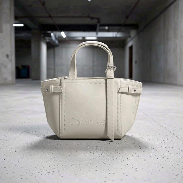 Calvin Klein - Structured Minimalist Mini Tote Bag with Dual Handles - White Calvin Klein