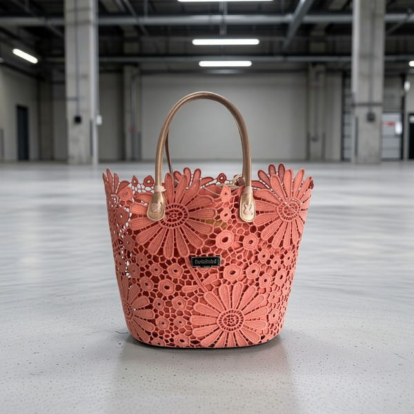 Baldinini Trend - Romantic Floral Openwork Basket Handbag - Pink