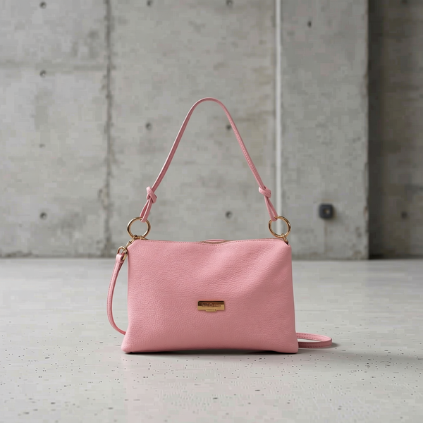 Baldinini Trend - Soft Pebbled Leather Knotted Strap Shoulder Clutch - Pink