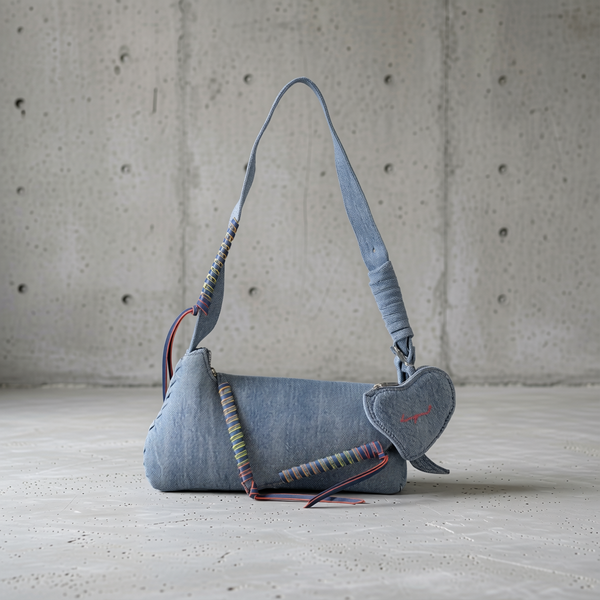 Desigual - Eclectic Denim Shoulder Bag With Heart Charm - Azzurro Desigual