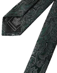 Dolce & Gabbana Green Floral Pattern 100% Silk Adjustable Men Tie -  Neckties, Men -  Dolce & Gabbana.