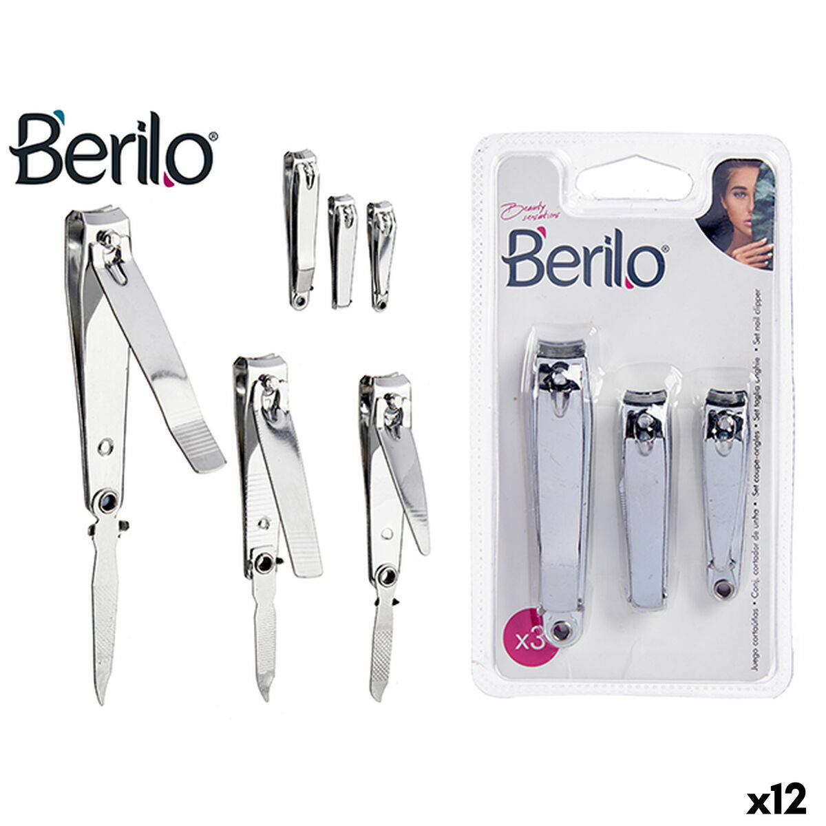 Nail clipper Berilo 1703239 Silver Metal (12 Units) -  Beauty, Manicure and pedicure -  Berilo.