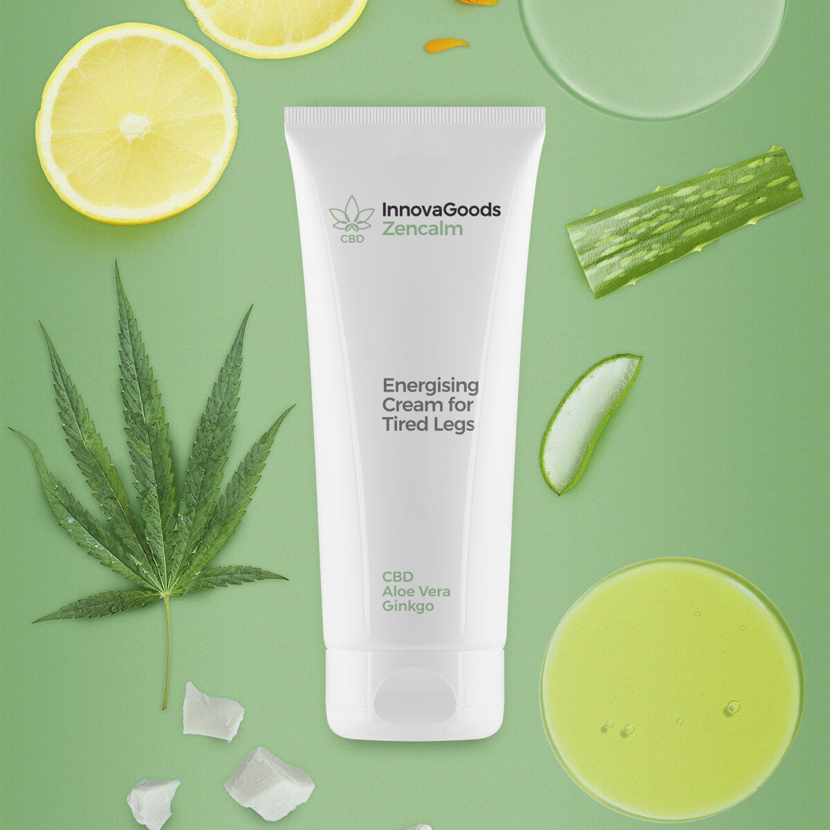Energising Cream for Tired Legs CBD Zencalm InnovaGoods 200 ml -  Beauty, Skin care -  InnovaGoods.