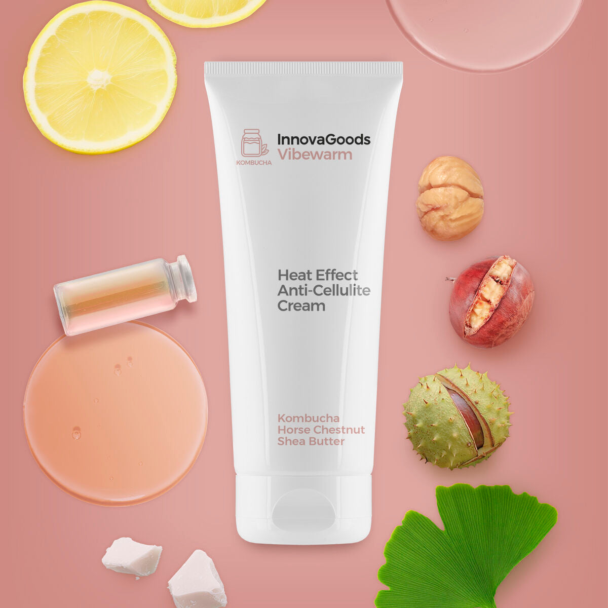 Heat Effect Anti-cellulite Cream Kombucha Vibewarm InnovaGoods 200 ml -  Beauty, Skin care -  InnovaGoods.